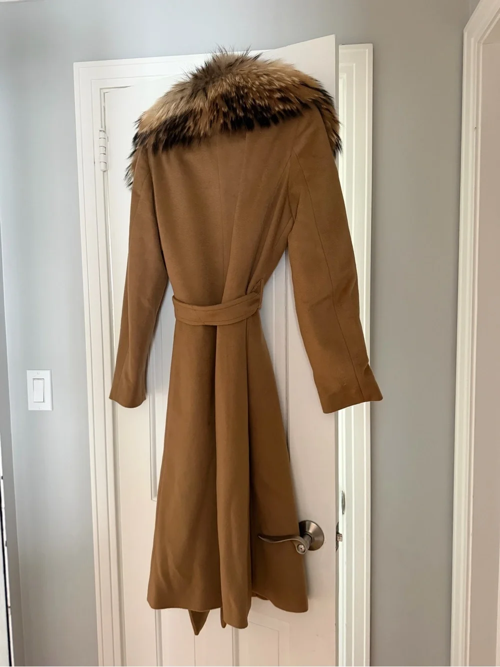 Burberry Camel Wool Trench Coat with removable faux Fur Collar USA 8 - Picture 6 of 9